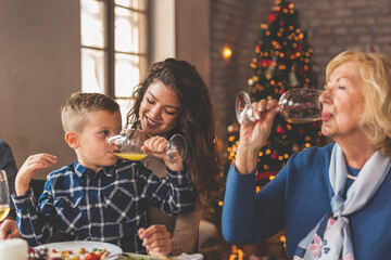 Family celebrating Christmas