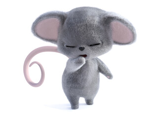 3D rendering of a cute sleepy mouse.