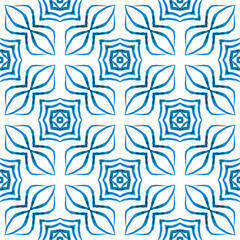 Fototapeta premium Exotic seamless pattern. Blue popular boho chic 