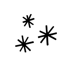 Simple hand drawn set doodle snowflakes isolated on white background. Vector illustration. Collection drawing snowfall Ice crystal ink freehand. Design for print, banner, greeting card, logo