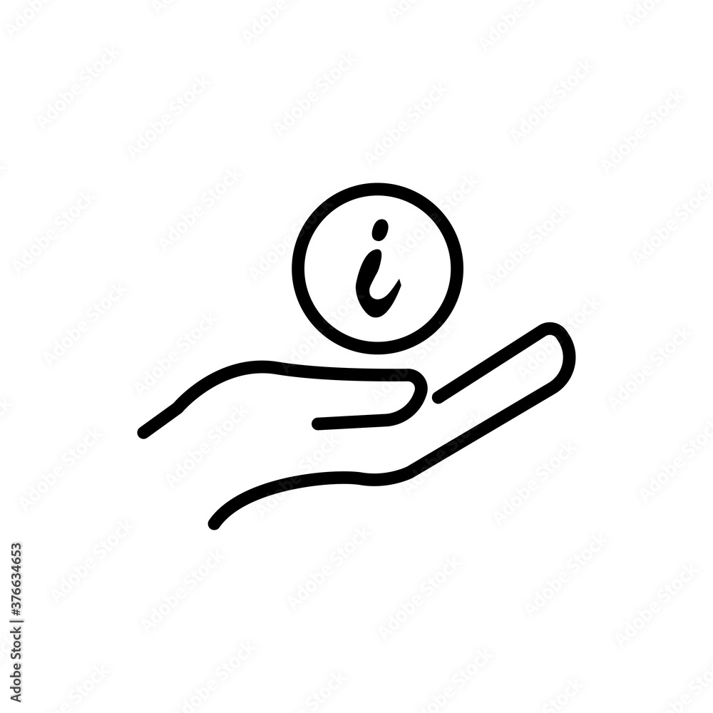 Poster hand and information line icon. design template vector