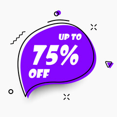 Sale banner for shop, disount up to 75% off, business.