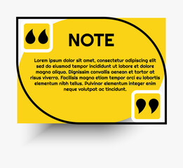 Yellow note with quotation marks and black outline, background for business.