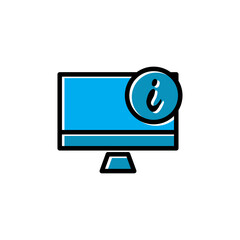 Monitor and information flat icon. Design template vector