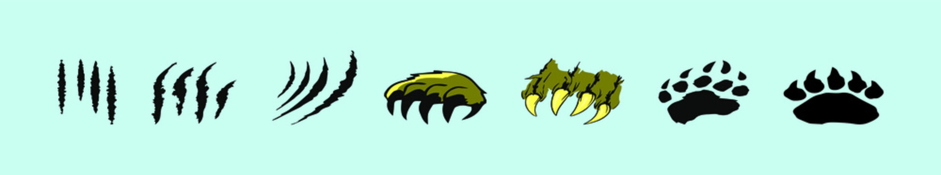 set of animals scrath mark cartoon icon design template with various models. vector illustration