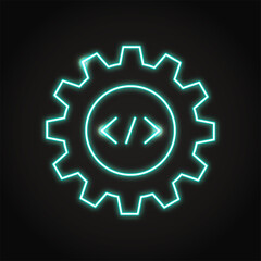 Web development icon in neon line style