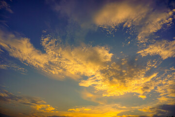 Sunset sky yellow clouds, perfect for background 