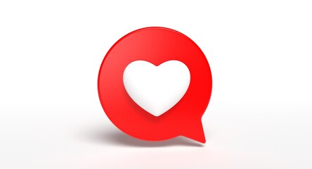 Like bubble social media 3d icon on background. Network love sign concept. 3D illustration.