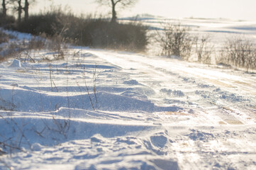 Krajobraz kompozycja zimowa sceneria śnieżny puch