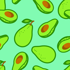 Seamless pattern with vegetables. Vector seamless avocado pattern for print and fabrics.