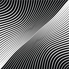 Abstract warped Diagonal Striped Background . Vector curved twisted slanting, waved lines texture
