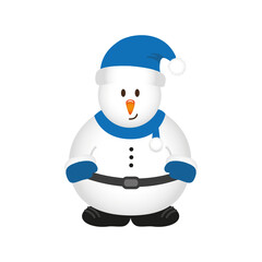 cute christmas snowman cartoon isolated on white vector illustration EPS10