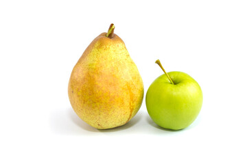 Autumn fruits, vegetables and berries on a white background