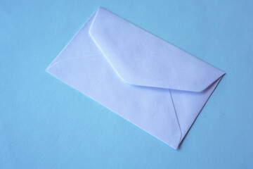 white envelope for greeting mockup seasonal concepts on blue background
