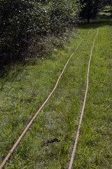 Railway tracks. Holtingerzand. Havelte. Drenthe. Netherlands. Narrow gauge railway.
