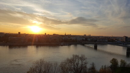 sunrise over the river, Novi Sad, Danube 
