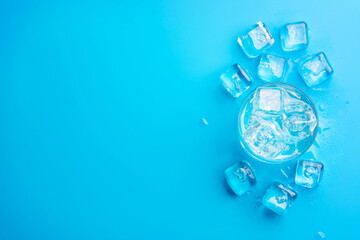 Fototapeta na wymiar Glass of water with ice cubes