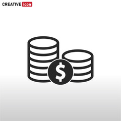 Coins icon vector . Dollar sign