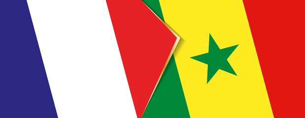 France and Senegal flags, two vector flags.