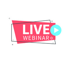 Live Webinar Button, icon, emblem label Vector illustration flat linear badge and banner, scroll, sticker, ribbon, embem, poster.