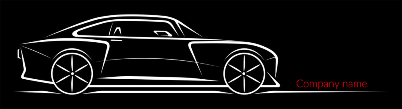 Sports car silhouette isolated on white background. Vector illustration