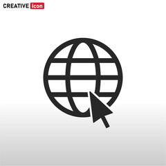 Go to Web icon . Globe With Cursor sign