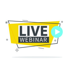 Live Webinar Button, icon, emblem label Vector illustration flat linear badge and banner, scroll, sticker, ribbon, embem, poster.