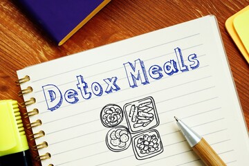 Healthy concept meaning Detox Meals with inscription on the sheet.