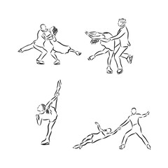 vector sketch illustration figure skating , ice dance, figure skating, vector sketch illustration © Elala 9161
