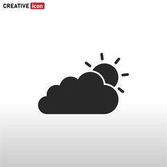 Cloud With Sun icon vector