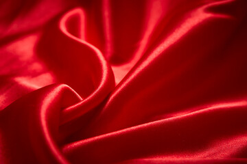 Valentines Day Background, Valentine Heart Red Silk Fabric, Wedding Love - Image