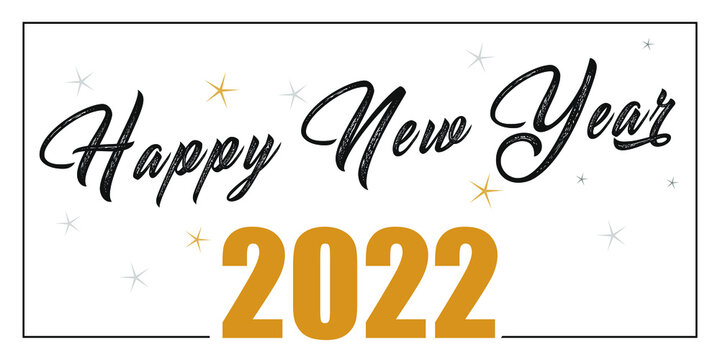 Set of 2022 Happy New Year logo text design. 2022 number design template. Collection of 2021 happy new year symbols. Vector illustration with black labels isolated on white background. 