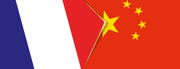 France and China flags, two vector flags.