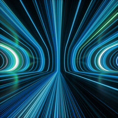 3d render, abstract futuristic blue neon background, ultra violet rays, speed of light, glowing...