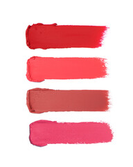 Different lipstick swatches isolated on white 