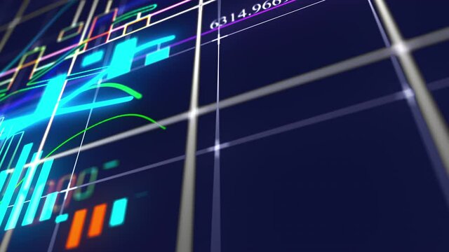 Rising bar graph of stock market investment trading. Computer generated business backdrop. 3d rendering of growing chart