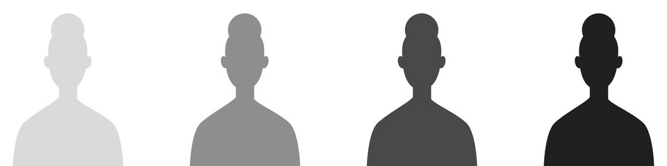 Woman avatar profile set. Silhouette of a woman's face. Vector illustration isolated on white background.
