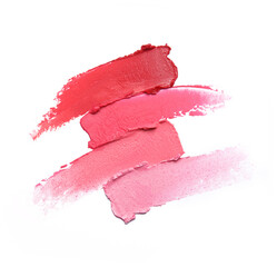 Different lipstick swatches isolated on white 