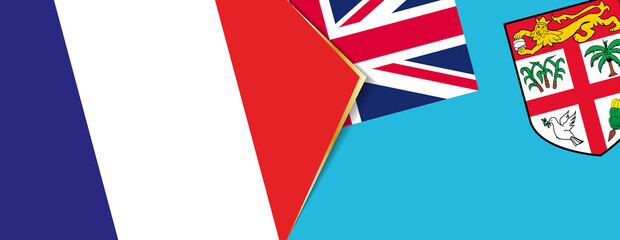 Fototapeta na wymiar France and Fiji flags, two vector flags.