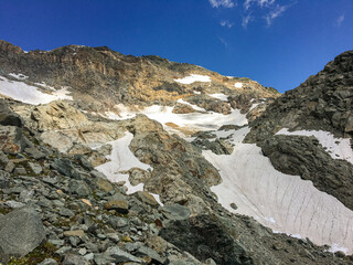 Panoramic view of the glacier residue of Pizzo Suretta.