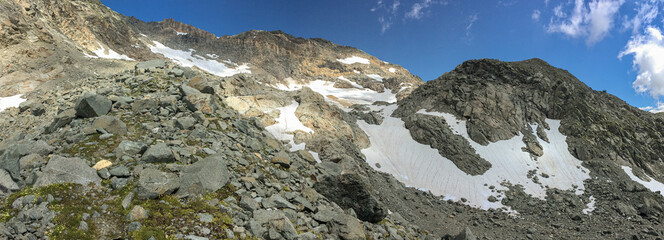 Panoramic view of the glacier residue of Pizzo Suretta.