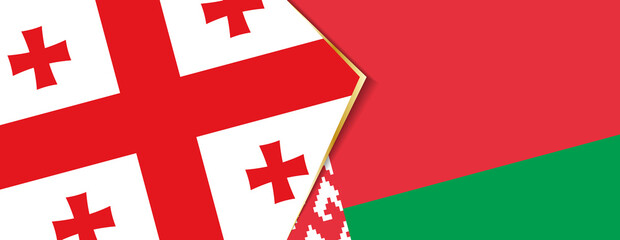 Georgia and Belarus flags, two vector flags.