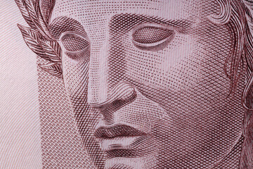 Brazilian paper money of ten reais