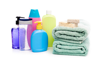 Bathing products isolated on white