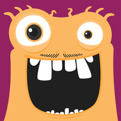 Orange funky monster character.Vector happy monster illustration from funky monster characters collection.