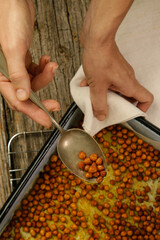 Roasted chickpeas seasoned with turmeric and chilli powder