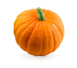 Fresh pumpkin isolated. Organic orange pumpkin on white background. Cut out with clipping path