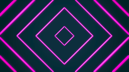 Abstract minimalistic geometric background, bright pink neon frame for design, square shape. 