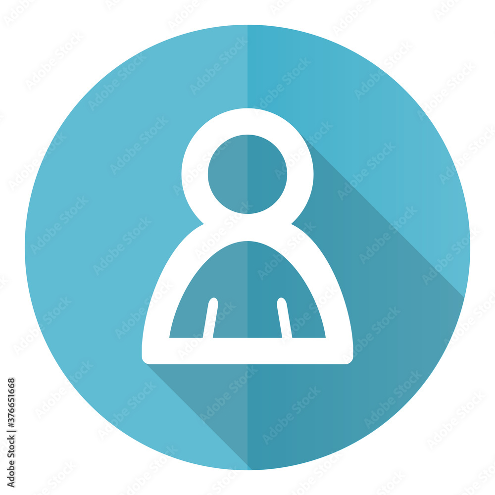Poster person vector icon, human, man flat design blue round web button isolated on white background