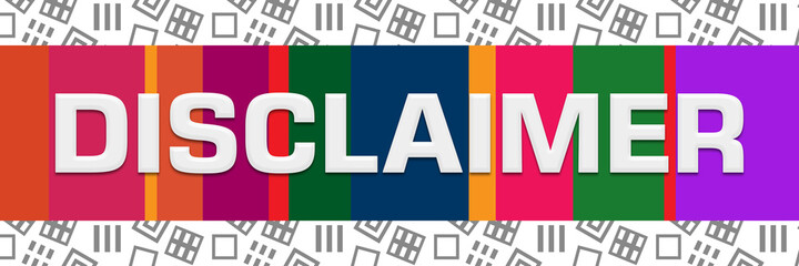 Disclaimer Grey Squares Background Colorful Stripes Horizontal 